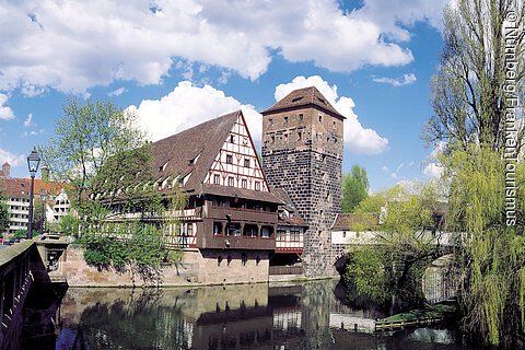 The Weinstadel Building and Henkersteg (Hangman’s Bridge) in Nuremberg