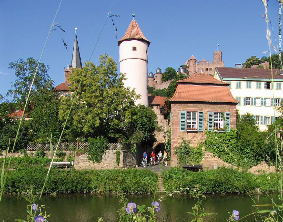 The Lovely Tauber River Valley Bike Trail at the Kittstein Gate in Wertheim